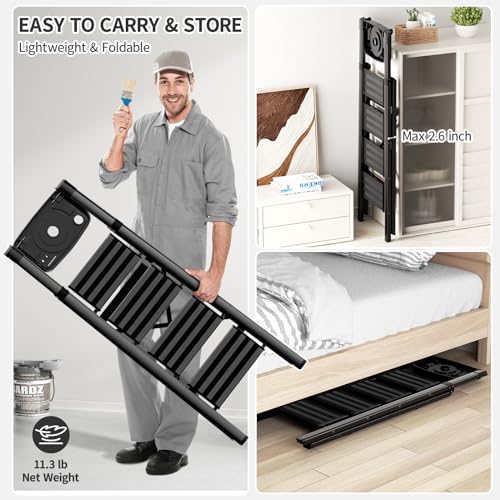 4 Step Folding Step Stool with Handgrip Anti-Slip Aluminum, 330 lbs Capacity Y6004