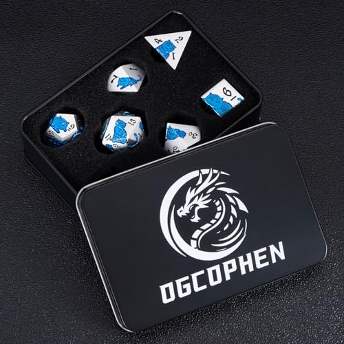 Metal DND Cat Dice 7PCS Polyhedral RPG Dice Set with Gift Case B373640