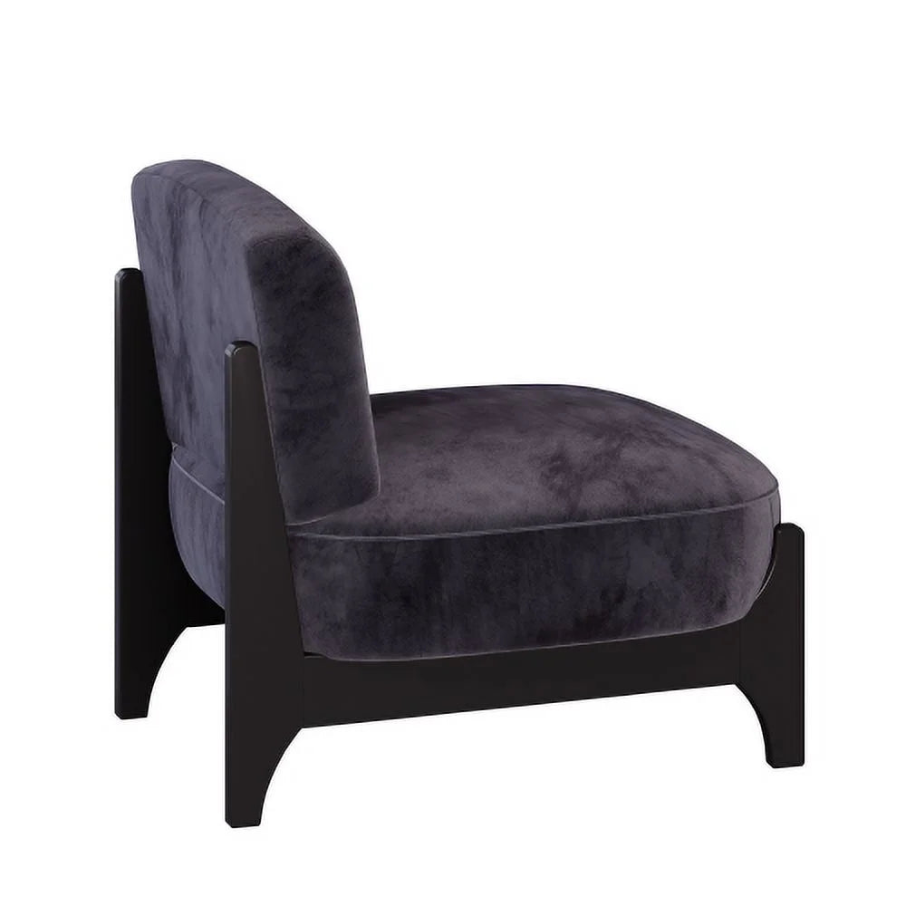 Mid Century Modern Velvet Accent Chair with Solid Wood Frame H17497