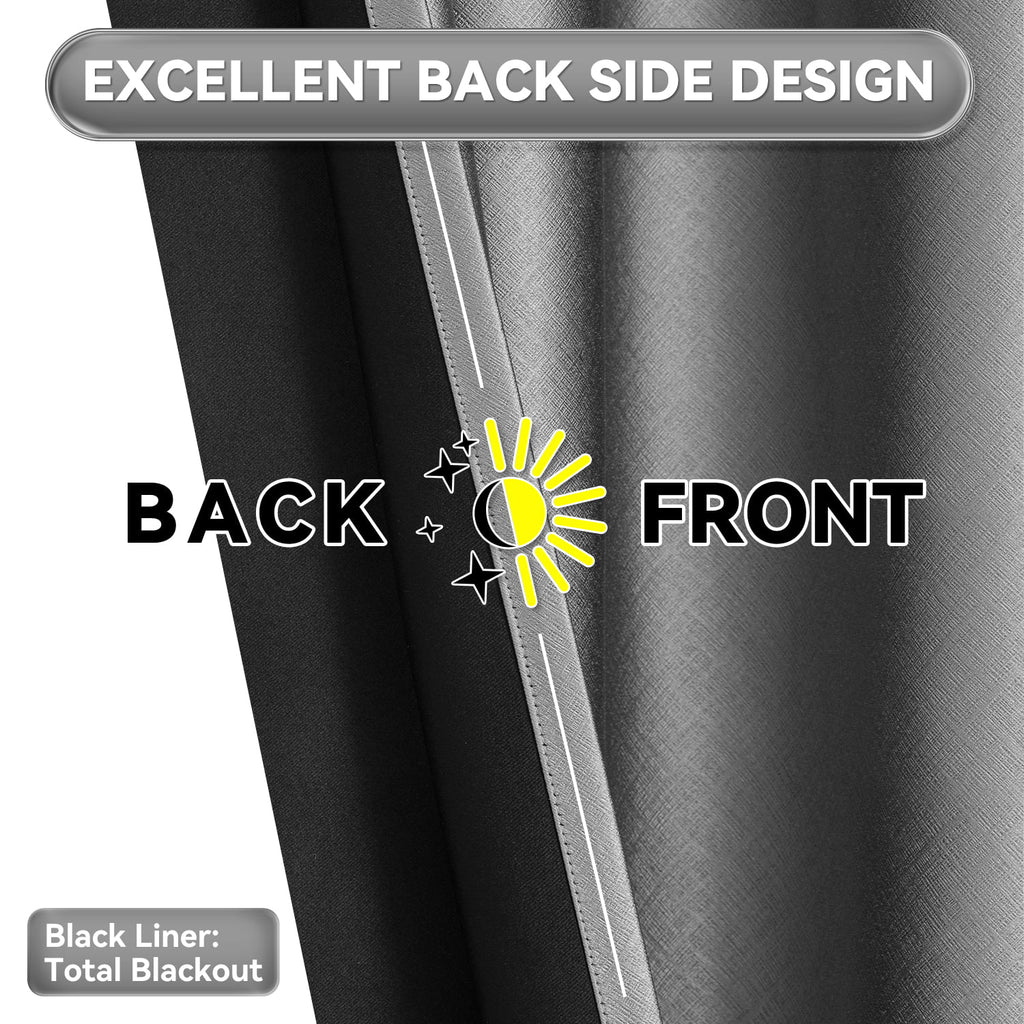 Embossed 100% Blackout Curtains for Bedroom, Grommet Single Panel, Gray, 52x84 inch D4116