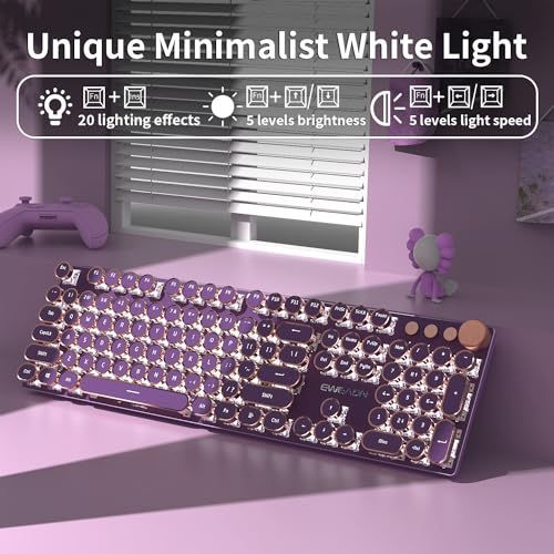 EWEADN Typewriter Style Mechanical Gaming Keyboard, 104 Keys, Pink Switch C50930