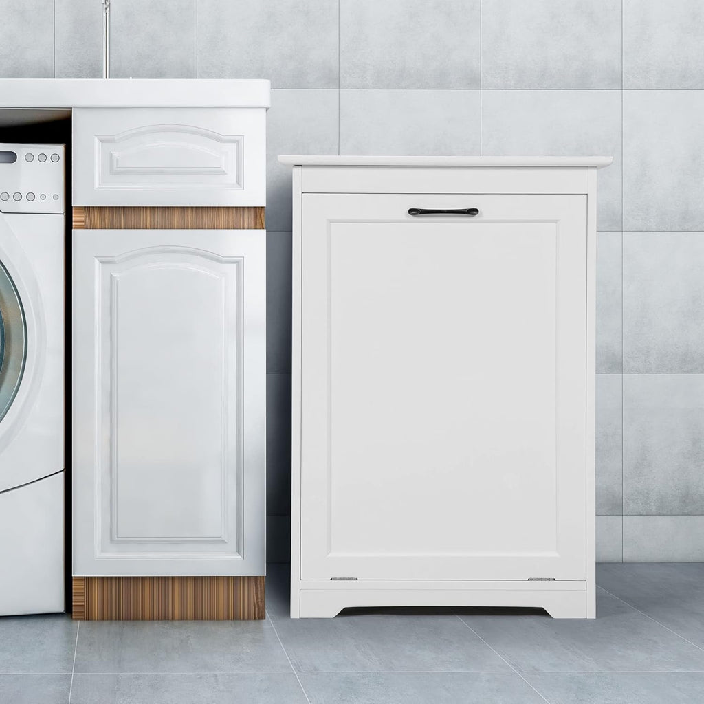 Wooden Tilt Out Trash Cabinet for Kitchen, 13 Gallon, White F420290
