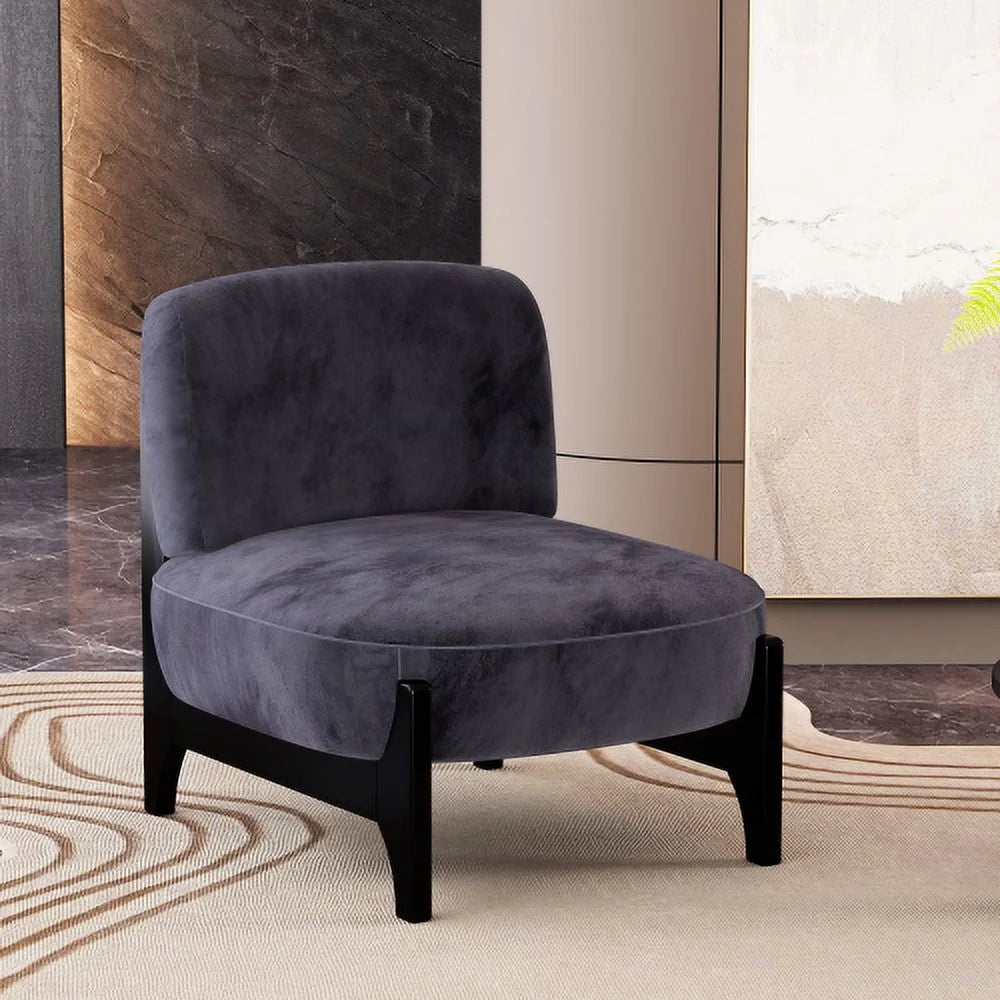 Mid Century Modern Velvet Accent Chair with Solid Wood Frame H17497