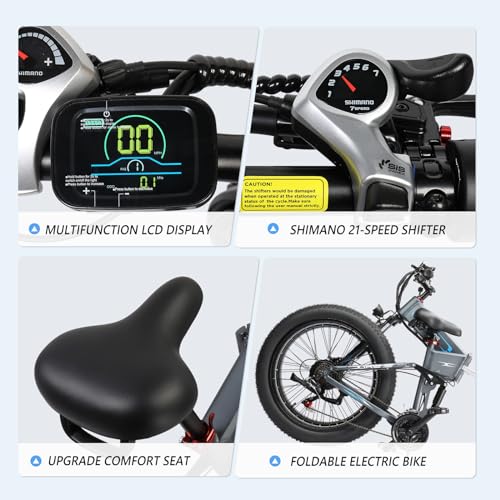 PEXMOR Electric Bike for Adults, 750W Full Suspension, 26" Fat Tire Foldable M386577