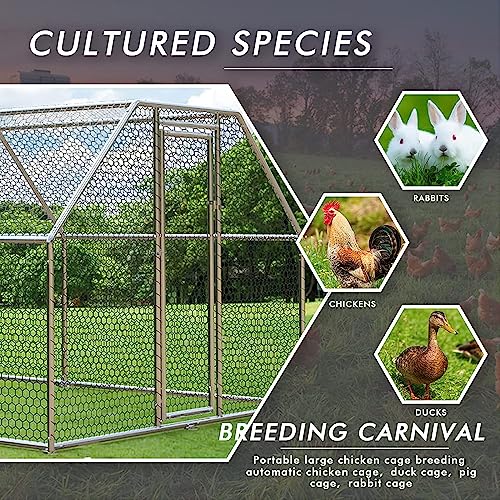 LEMBERI Large Chicken Coop Walk-in Poultry Cage with Waterproof Cover T233