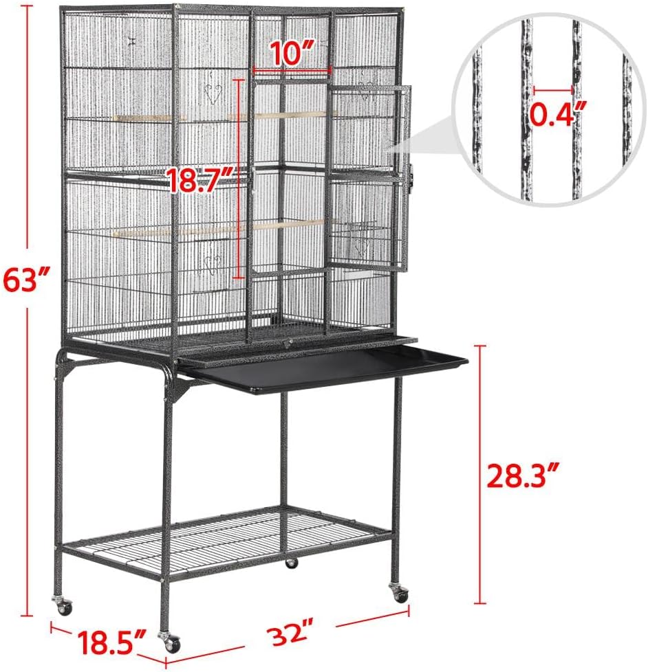 Yaheetech 63" Detachable Parrot Cage with Stand for Cockatiel Conure Lovebird J423