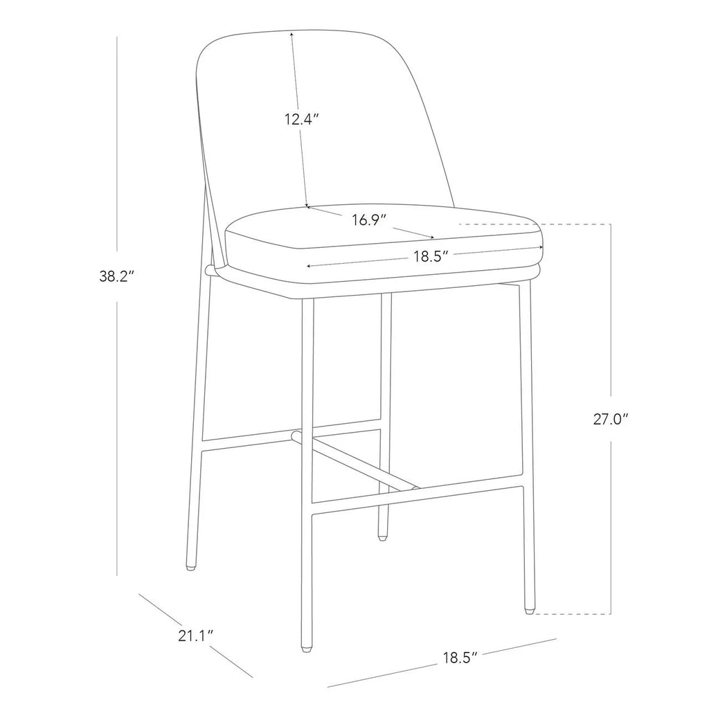 CHITA Modern Counter Height Bar Stool Set of 2, 27 inch, Faux Leather Y647