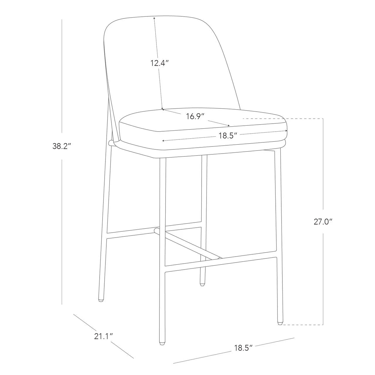 CHITA Modern Counter Height Bar Stool Set of 2, 27 inch, Faux Leather Y647