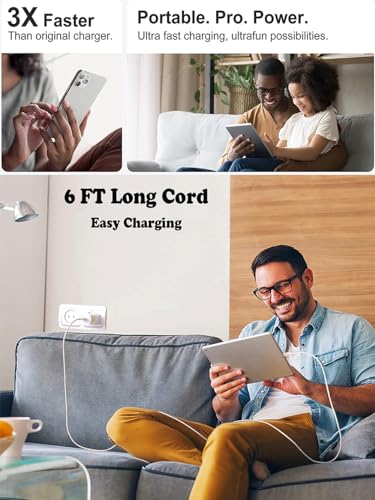 iPhone Charger 2Pack USB-C Fast Charging Block with 6FT Cable for iPhone 14/13/12/11/X/SE, iPad, AirPods J4644