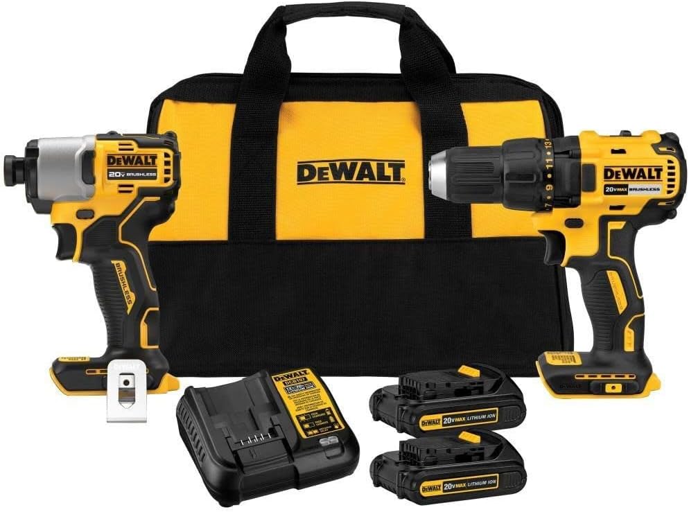 Dewalt DCK275C2 20V MAX Brushless Lithium-Ion 1/2 in. Cordless Drill Driver and 1/4 in. Impact Driver Combo Kit with 2 Batteries