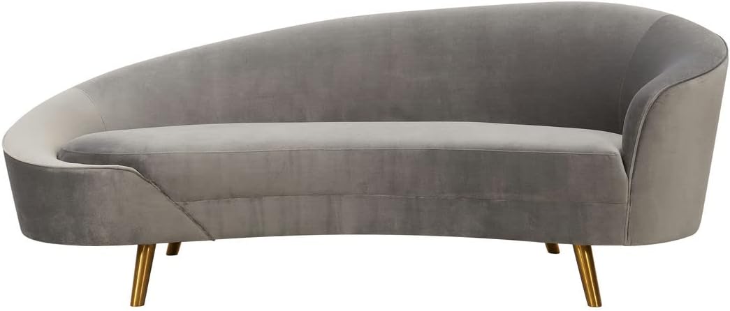 TOV Furniture Cleopatra Velvet Upholstered Sofa Gray/Gold L4526