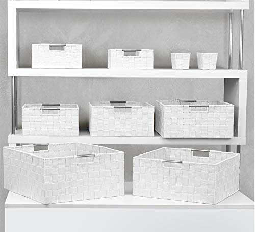 Sorbus Set of 9 Storage Baskets for Shelves, Mesh Hand-Woven Design (Beige) Y91075