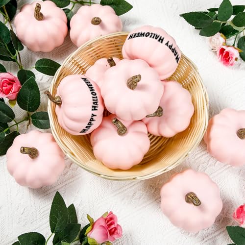 Liliful 50 Pcs 3.15 Inch Artificial Foam Pumpkins for Fall Halloween Decor D78141