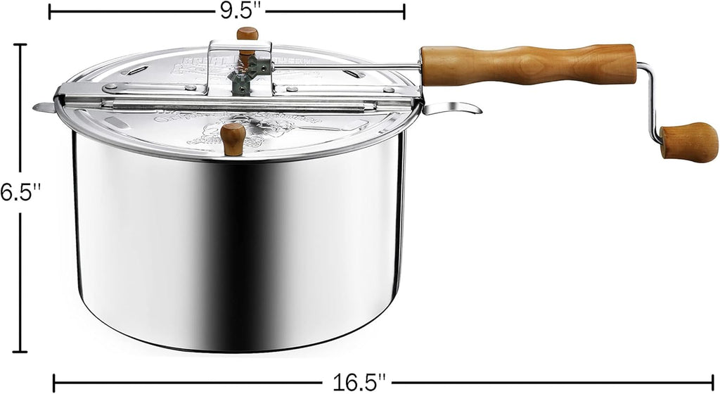 Great Northern Popcorn Stovetop Popcorn Maker with Wooden Handles, 5qt N9418