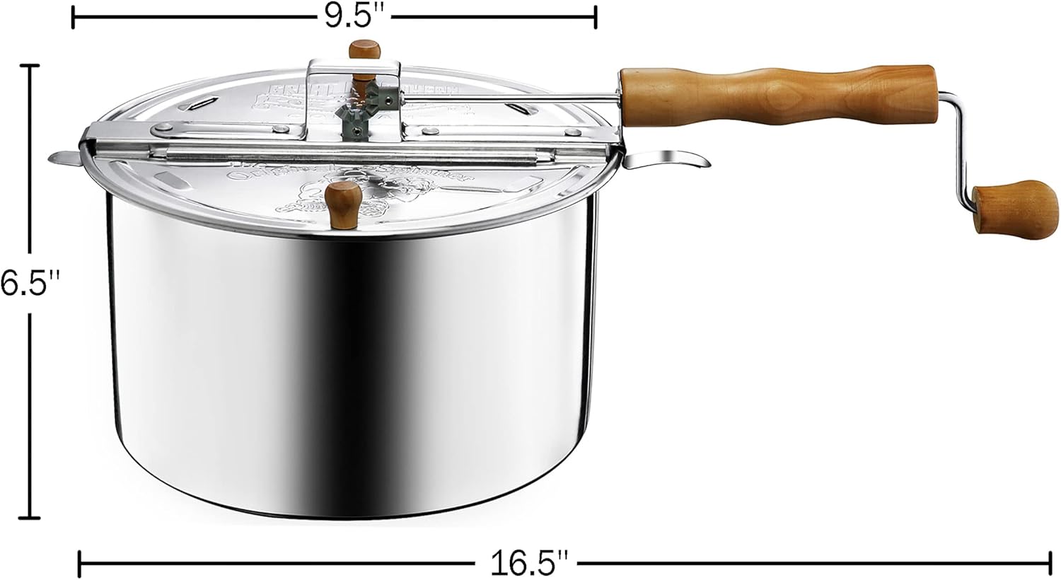 Great Northern Popcorn Stovetop Popcorn Maker with Wooden Handles, 5qt N9418