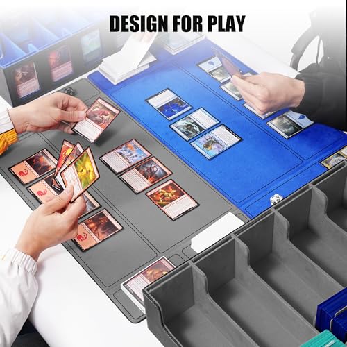 Trading Card Storage Box with Commander Display, 5-Row Deck Case, Black Purple B7043