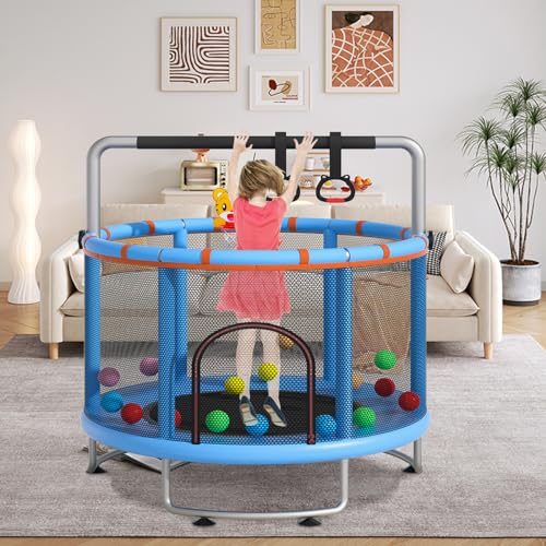 55" Kids Trampoline with Enclosure Net and Basketball Hoop M907892