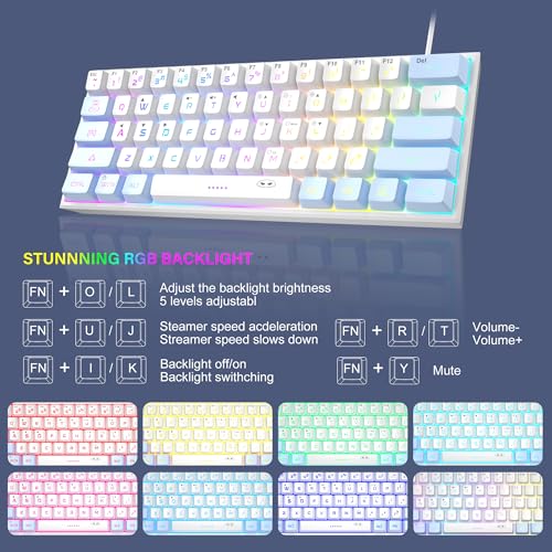 MageGee TS91 Mini 60% Gaming Keyboard, RGB Backlit 61 Key, Waterproof Mechanical Feeling, Black C937
