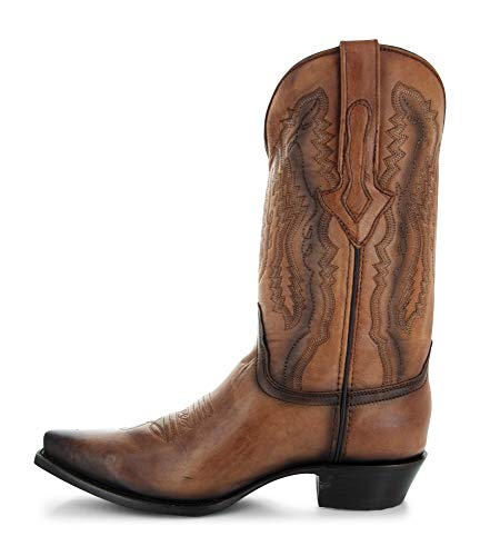 Soto Boots Men's Burnished Snip Toe Cowboy Boots Tan H50030 Q24181