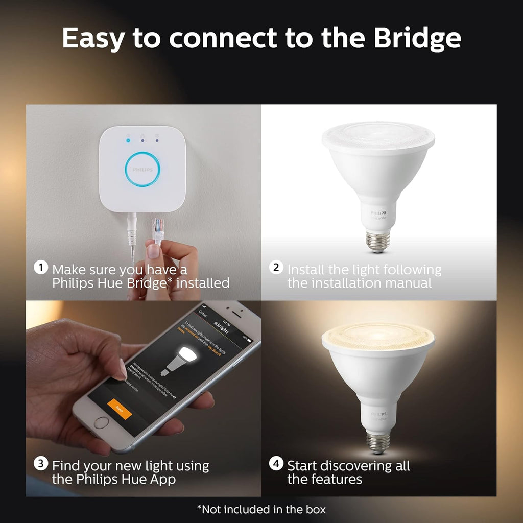 Philips Hue Smart PAR38 LED Bulb, Warm White, Outdoor Weatherproof, 1 Pack P490