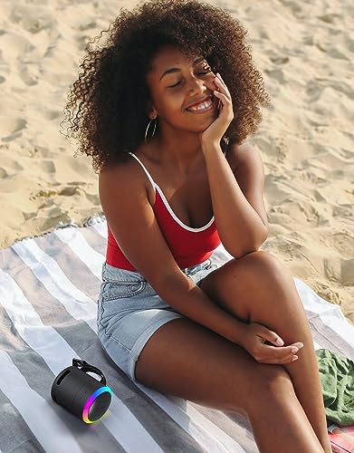 LENRUE Portable Bluetooth Speaker, Waterproof Wireless, Metal Small Speaker, Black D895