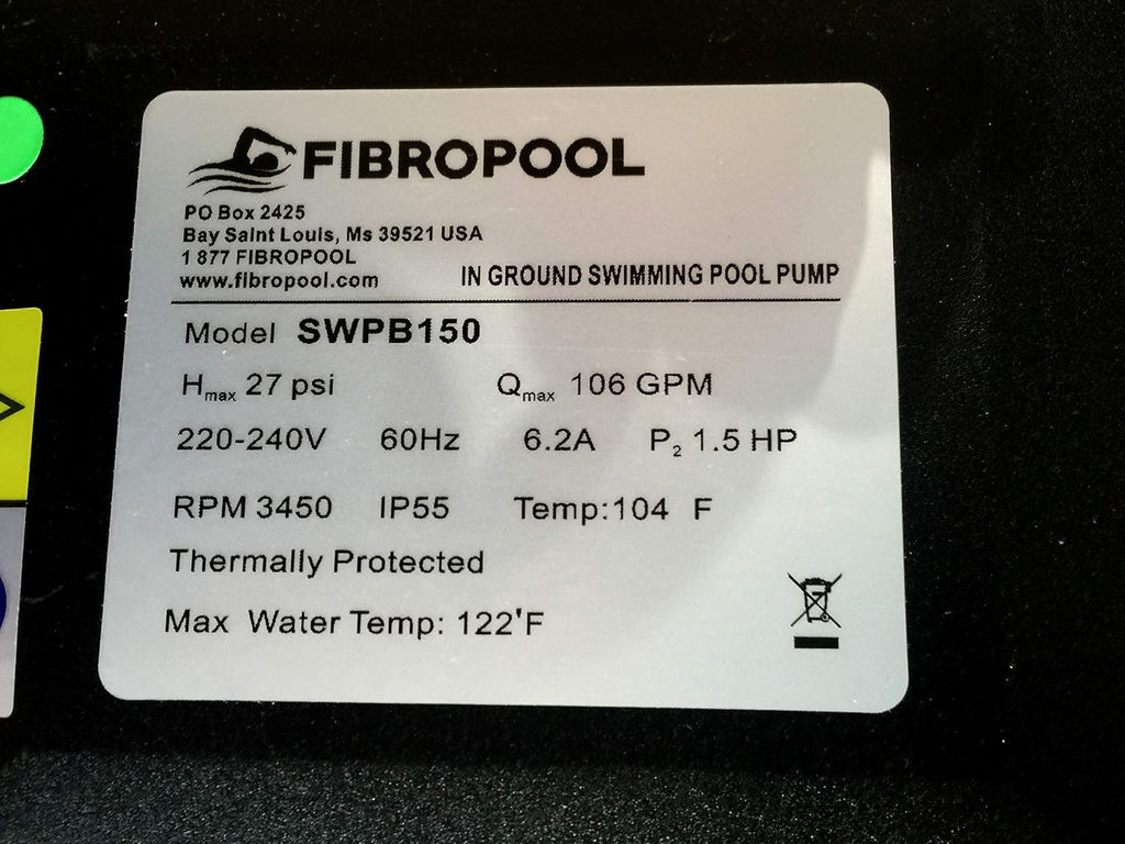 FibroPool 1.5 HP Swimming Pool Pump for In Ground Pools and Spas X7785