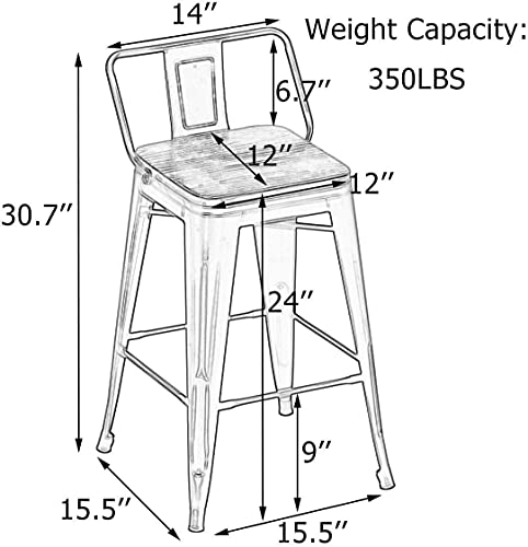 Andeworld 30 Inch Swivel Bar Stools Set of 4 Counter Height Industrial Metal N1695