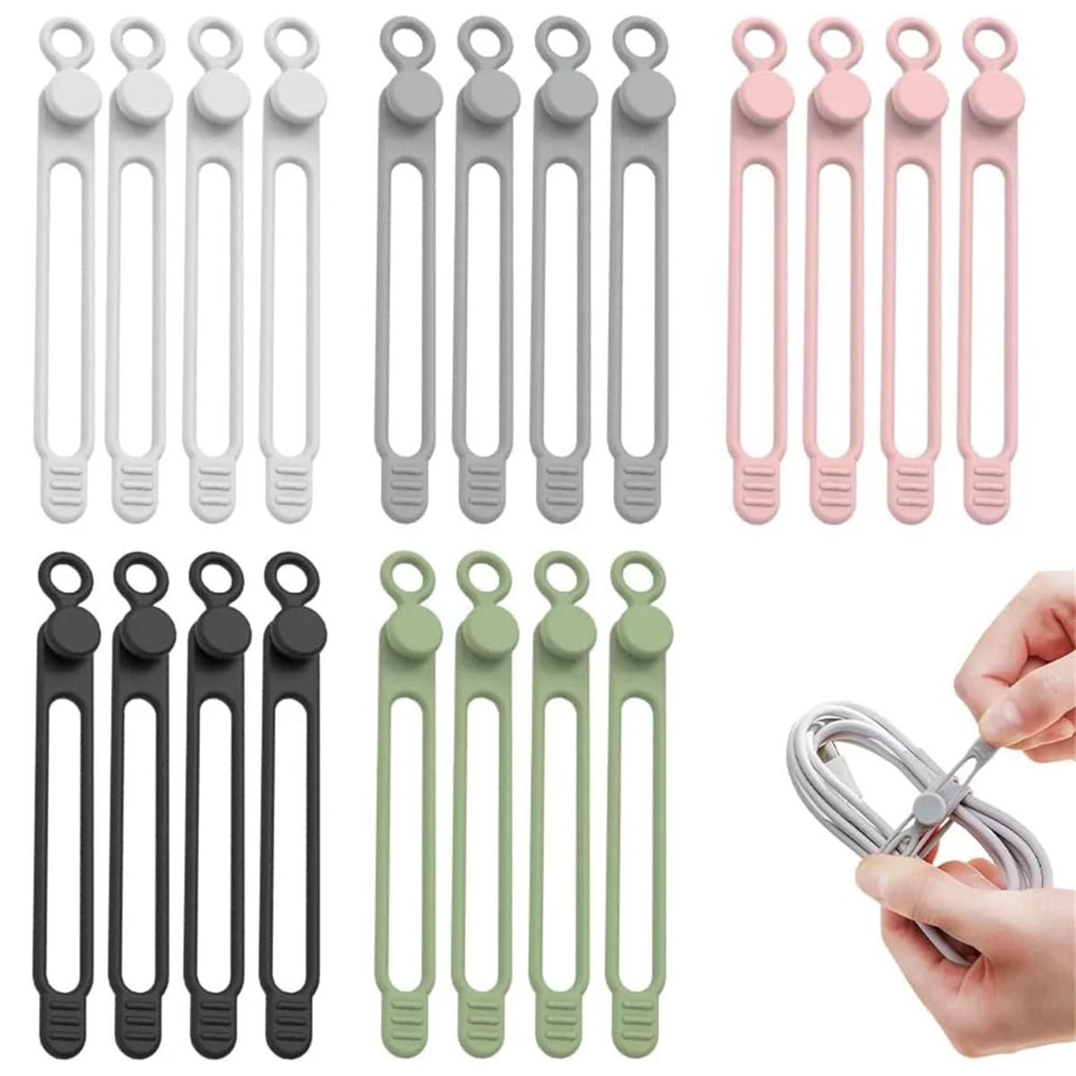 Silicone Reusable Cable Organizer Ties M844759