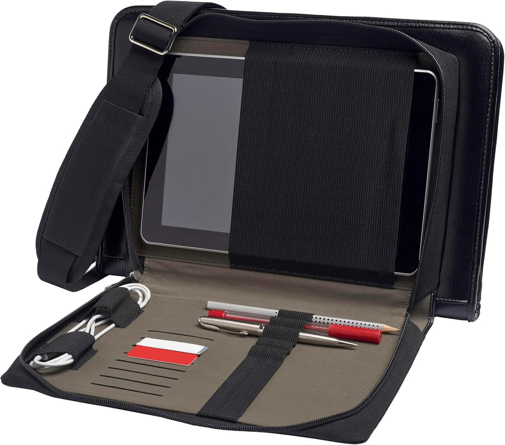 Black Leather Laptop Messenger Case for 15.6" Laptop Q7442