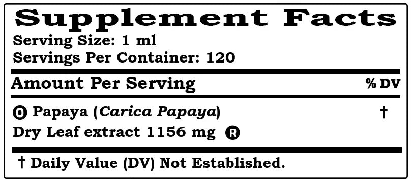 Papaya Dry Leaf Alcohol-Free Liquid Extract by HawaiiPharm, Glycerite 4 Fl Oz R12655