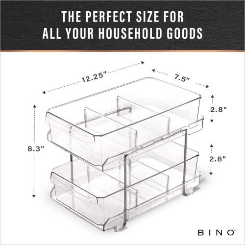 BINO 2 Tier Clear Storage Organizer with Dividers F979