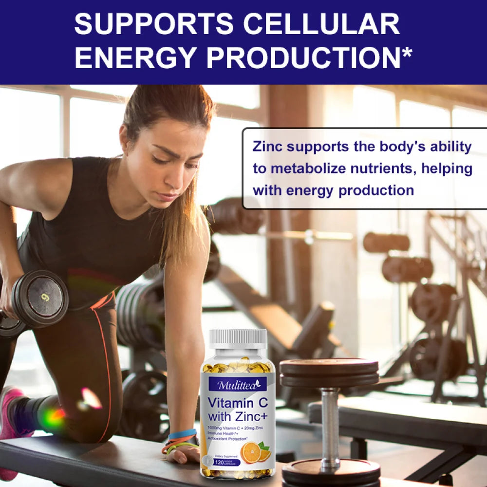 Mulittea Vitamin C with Zinc Supplement Capsules, 240 Count X604