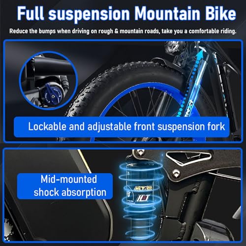 Seeker24 3000W Peak Dual Motor Fat-Tire Electric Bike for Adults, 52V 25AH, Full Suspension K89163