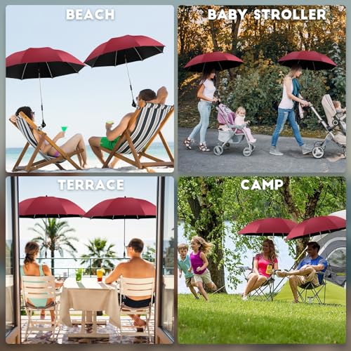 2 PCS Chair Umbrella with 360° Adjustable, UPF 50+ Clamp for Beach R1195