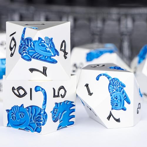 Metal DND Cat Dice 7PCS Polyhedral RPG Dice Set with Gift Case B373640