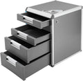 5 Layers Desktop Drawer Organizer with Lock 12.4''×13.8''×16'' Filing Cabinets Organizer Storage Container with Labels Stationery Craft Supplies Office Papers Organizer Drawer for Home Office, Grey