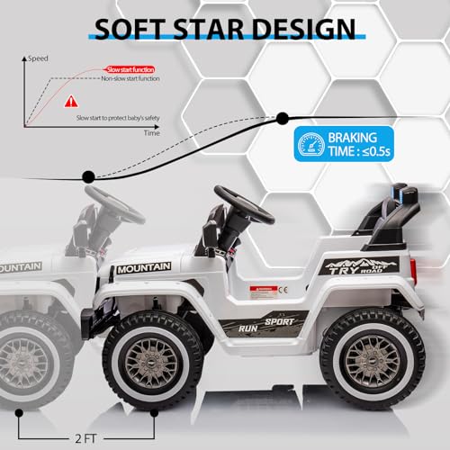 12V Kids Ride on Truck with Remote Control, White F7237