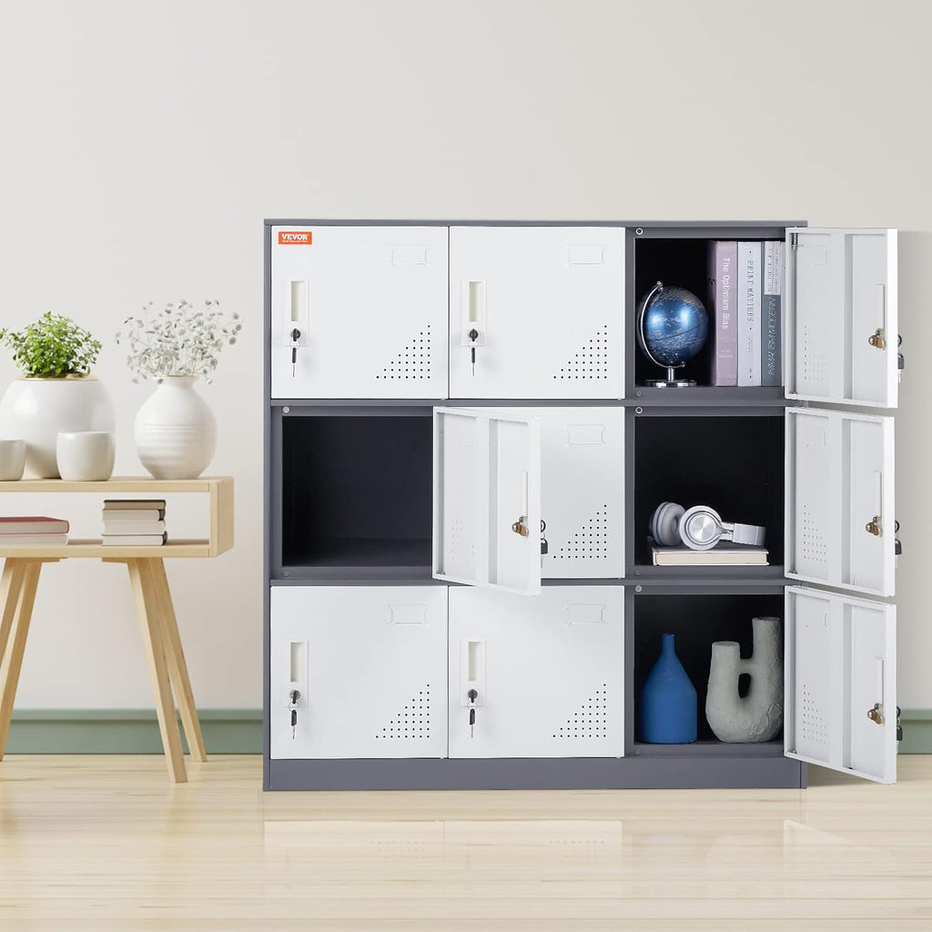 VEVOR 9-Door Steel Storage Locker with Card Slot and Keys D6416