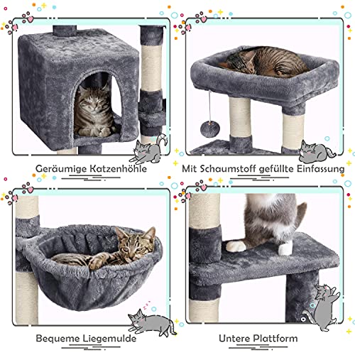 Yaheetech Cat Tree 38in Indoor Cat Tower with Scratching Posts, Perch & Condo, Light Gray O7975