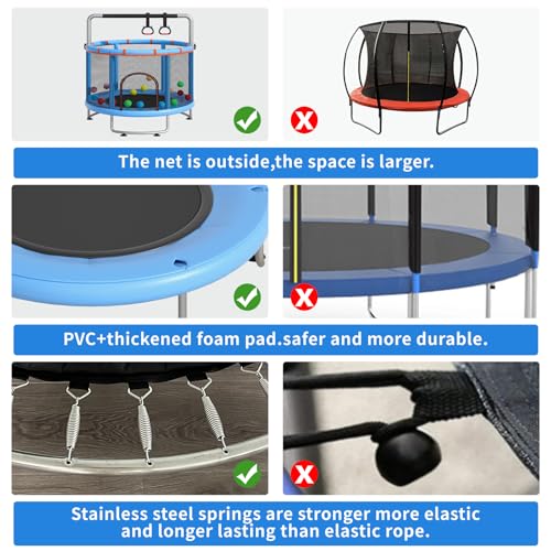 55" Kids Trampoline with Enclosure Net and Basketball Hoop M907892