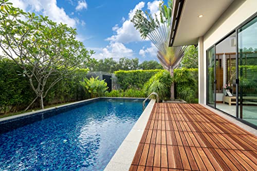 Interlocking Deck Tile 12"x12" Pack of 10 Acacia Hardwood Golden Teak Q221