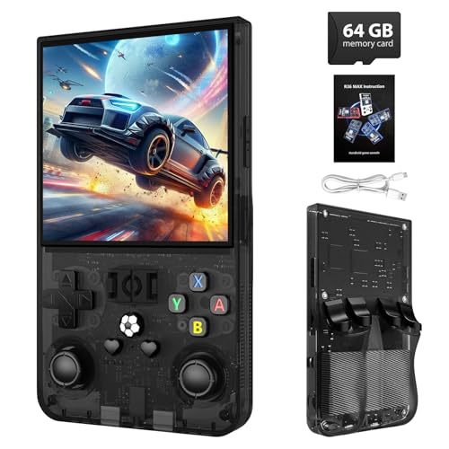 R36MAX Retro Handheld Game Console 64GB Preloaded Portable Emulator with 4.0-in HD IPS Screen E294502