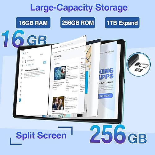 Android 13 Tablet 16GB+256GB 11 inch 2K Display Blue with Case L71180