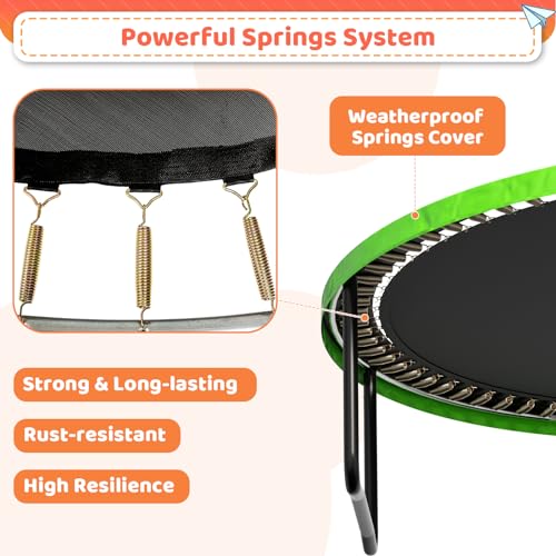 12FT 14FT 16FT Outdoor Trampoline with Safety Net & Ladder, Heavy Duty Backyard Round Trampoline X9143