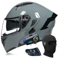Bluetooth Modular Motorcycle Helmets, DOT Approved Flip Up Full Face Motorcycle Dual Visor Helmet, with Dual Speakers and Microphone, for Adults Men and Women M~XXL