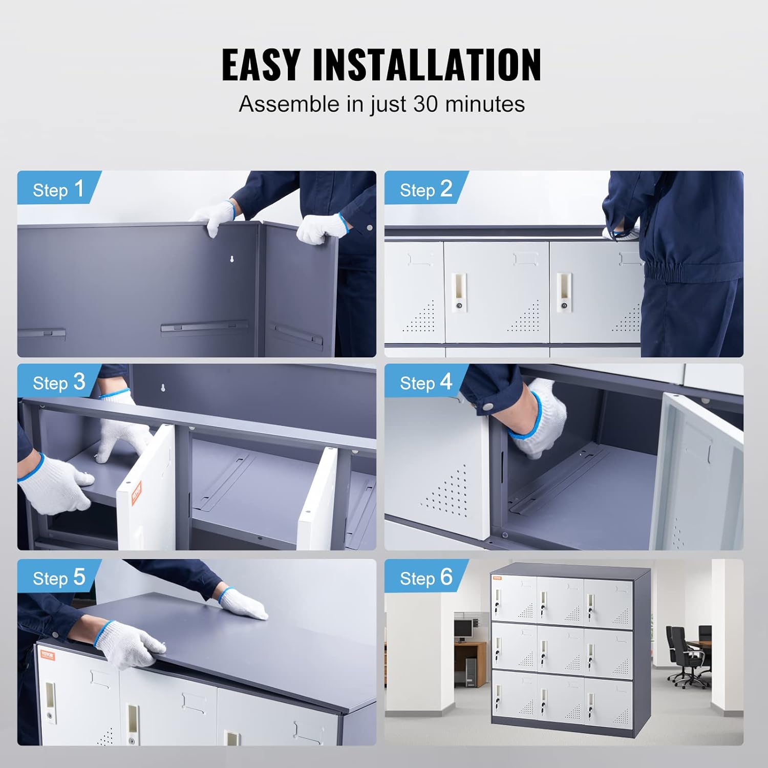 VEVOR 9-Door Steel Storage Locker with Card Slot and Keys D6416