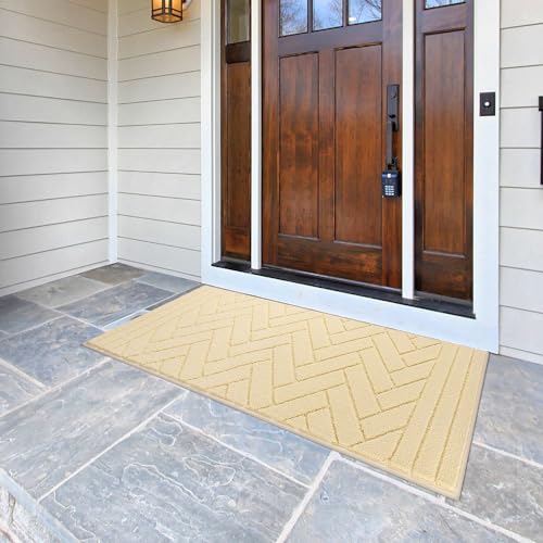 Tindbea Dog Mat for Muddy Paws, Non-Slip Washable, 20"x48" Light Taupe J97109