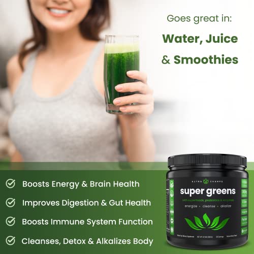 NutraChamps Super Greens Powder Organic Superfood with Spirulina & Chlorella U611