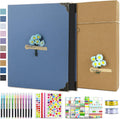 Vienrose DIY Scrapbook Photo Album Kit with Pens Tapes and Stickers 60 Pages Hardcover 8.5x11 Inches 3 Rings Removable Black Paper Scrapbooking for Lover Friends Kids Wedding Skyblue