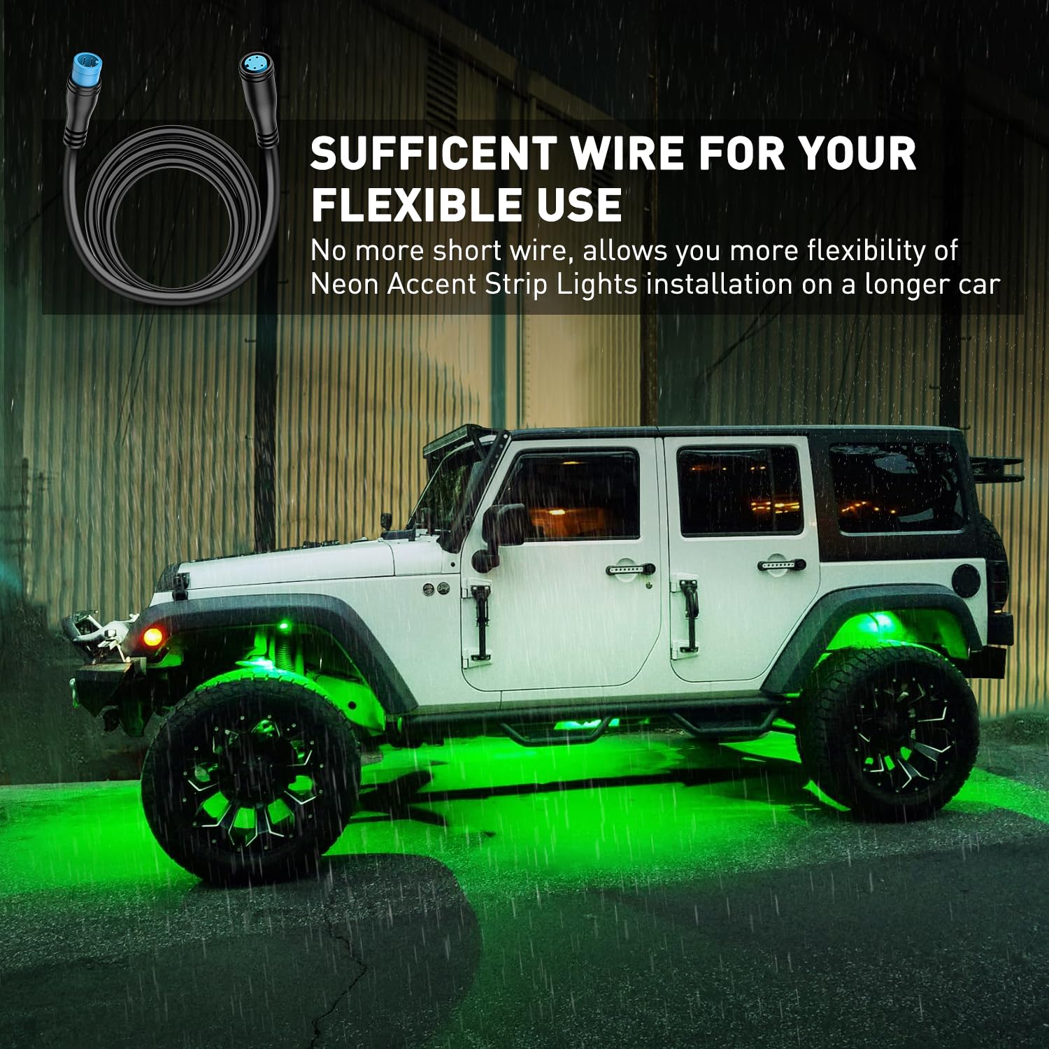 Nilight 2 Pack 5FT 4 Pin Extension Cable for Car Underglow Lights A6443